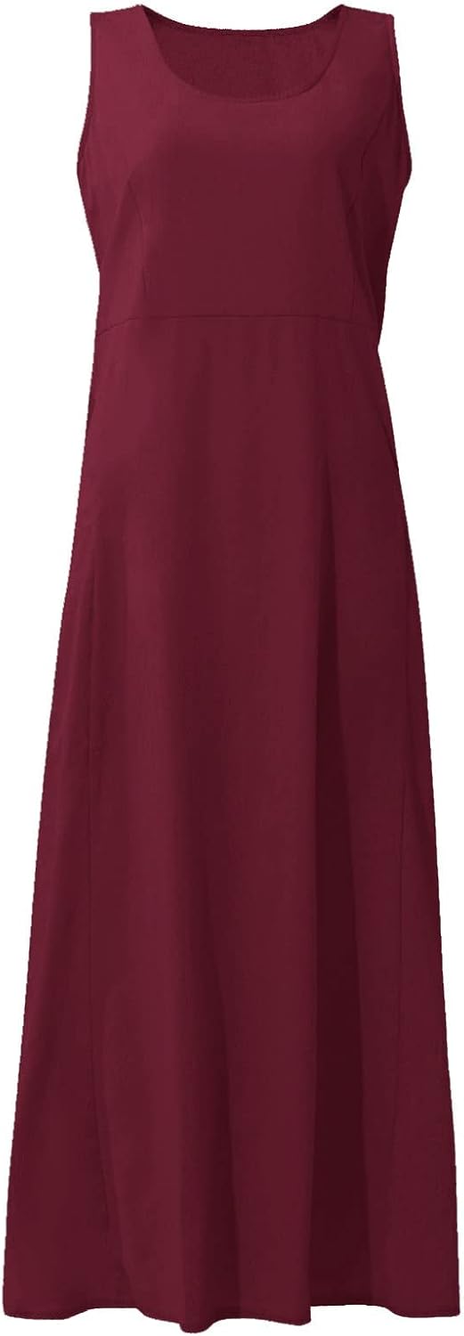 Women's Casual Sleeveless Dresses, Cotton Linen Pocket Dresses Summer Dresses for Women 2024 Sundresses Beach Dress