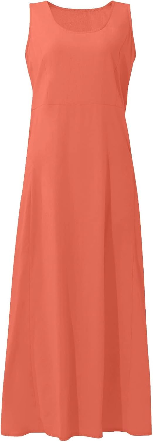 Women's Casual Sleeveless Dresses, Cotton Linen Pocket Dresses Summer Dresses for Women 2024 Sundresses Beach Dress