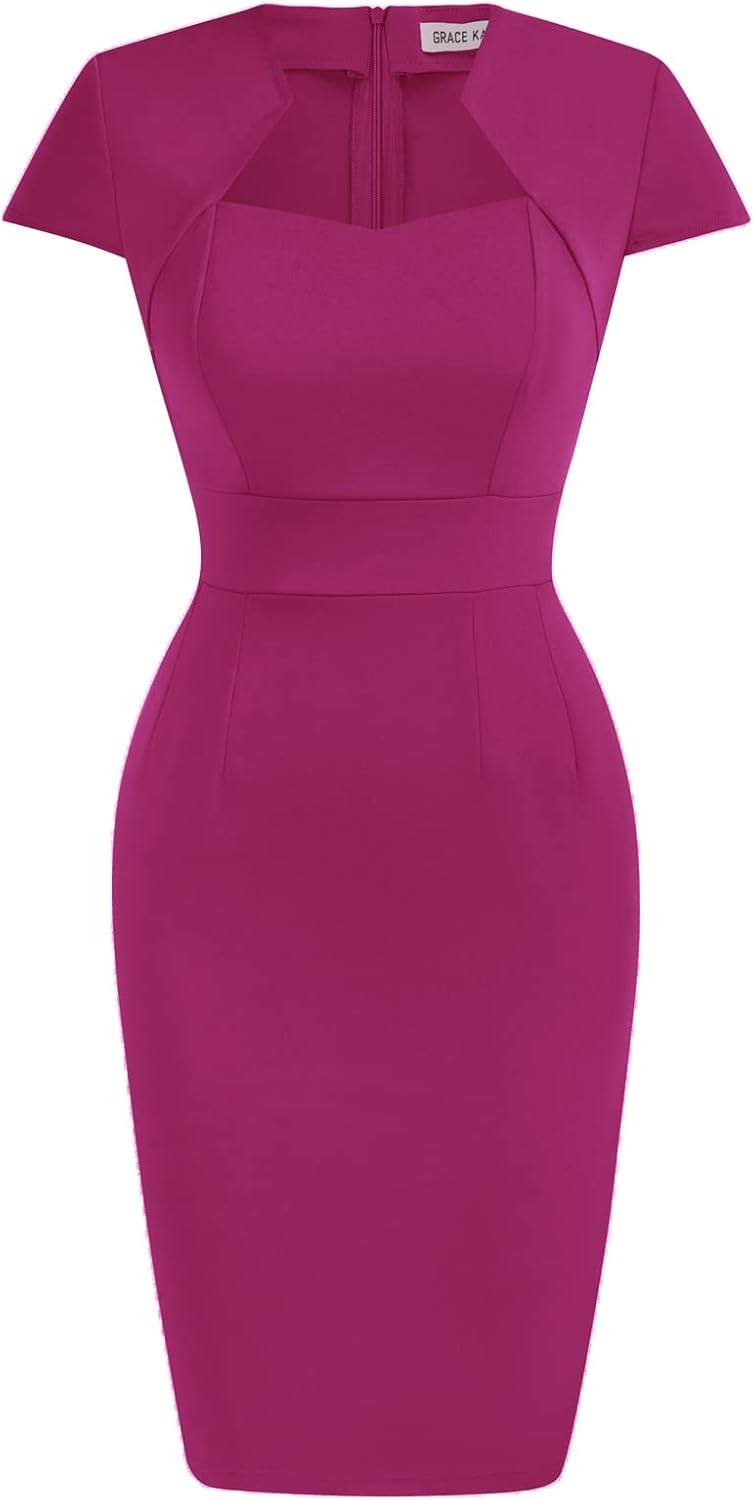 Grace Karin Womens 50s 60s Vintage Pencil Dress Bodycon Cap Sleeve Dress