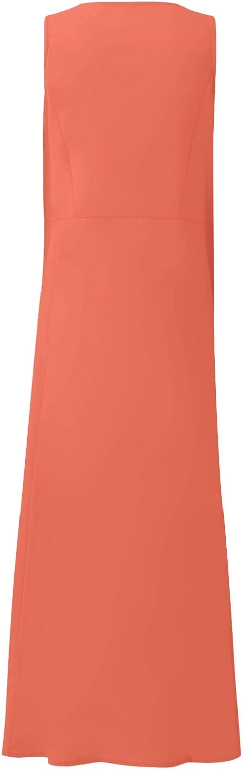 Women's Casual Sleeveless Dresses, Cotton Linen Pocket Dresses Summer Dresses for Women 2024 Sundresses Beach Dress