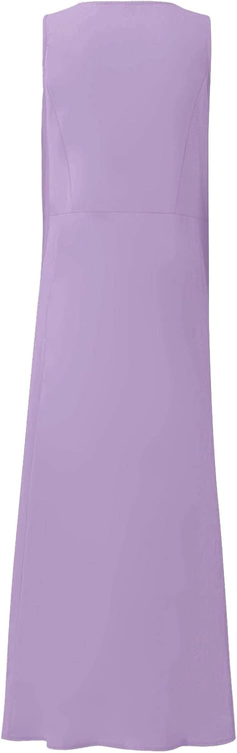 Women's Casual Sleeveless Dresses, Cotton Linen Pocket Dresses Summer Dresses for Women 2024 Sundresses Beach Dress