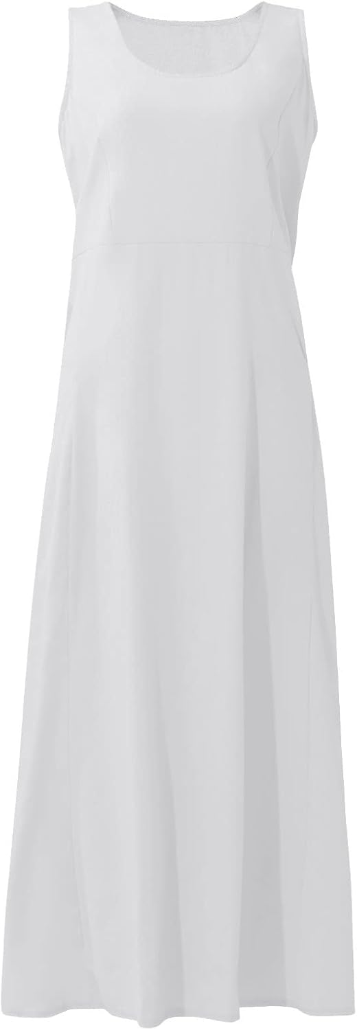 Women's Casual Sleeveless Dresses, Cotton Linen Pocket Dresses Summer Dresses for Women 2024 Sundresses Beach Dress