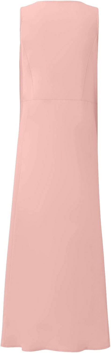 Women's Casual Sleeveless Dresses, Cotton Linen Pocket Dresses Summer Dresses for Women 2024 Sundresses Beach Dress