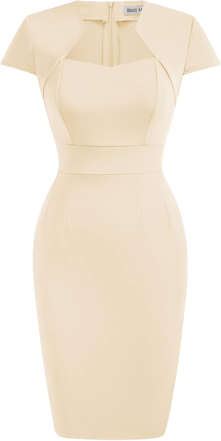 Grace Karin Womens 50s 60s Vintage Pencil Dress Bodycon Cap Sleeve Dress