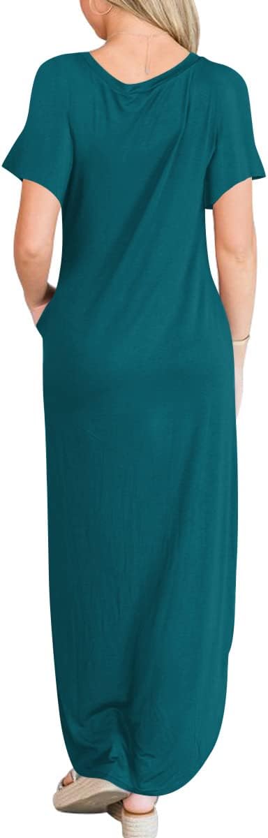 ANRABESS Women's Summer Casual Loose Short Sleeve Long T Shirt Dress Split Maxi Beach Sundress Travel Vacation Outfits