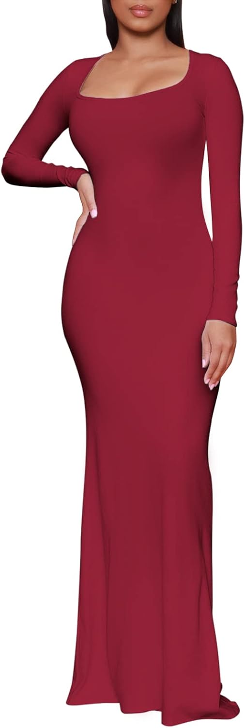 Hafailia Women's Casual Soft Lounge Long Slip Dress Sexy Sleeveless Bodycon Maxi Dresses Evening Formal Cocktail