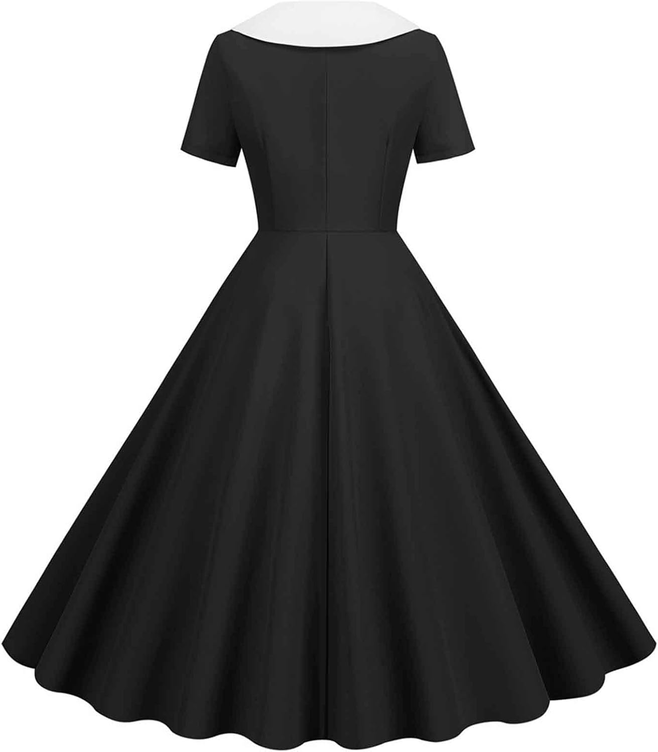 Women Double Breasted Notch Lapel 50s Vintage Short Sleeve Cocktail Swing Dress Polka Dot 1950s Rockabilly Prom Dress