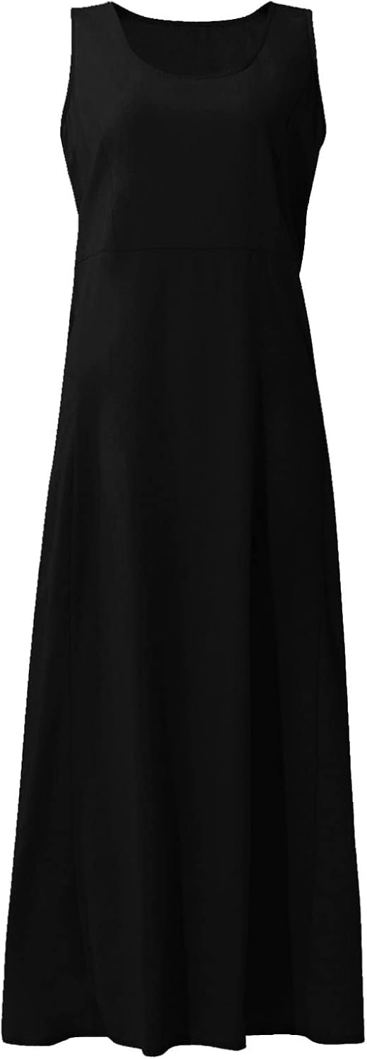 Women's Casual Sleeveless Dresses, Cotton Linen Pocket Dresses Summer Dresses for Women 2024 Sundresses Beach Dress