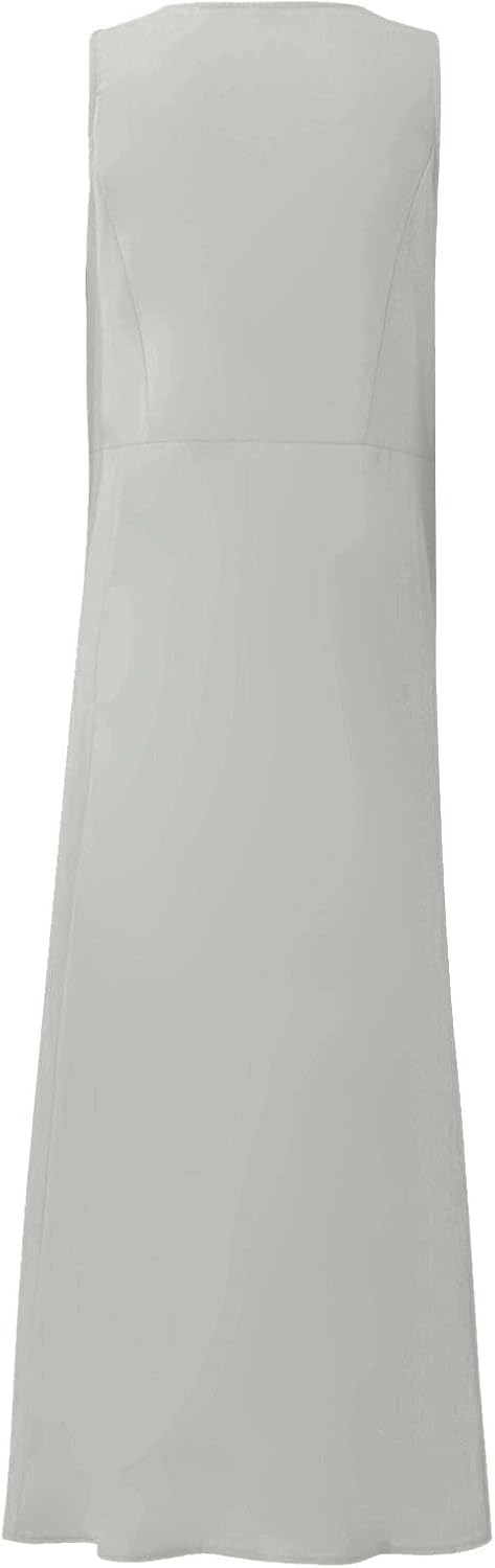 Women's Casual Sleeveless Dresses, Cotton Linen Pocket Dresses Summer Dresses for Women 2024 Sundresses Beach Dress