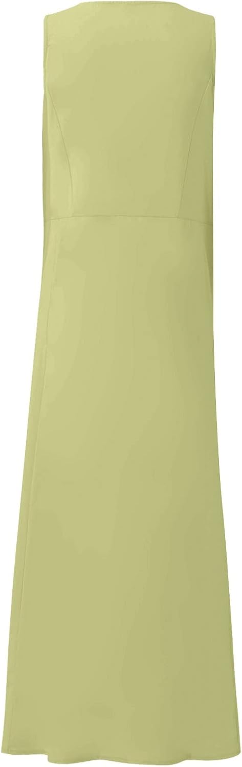 Women's Casual Sleeveless Dresses, Cotton Linen Pocket Dresses Summer Dresses for Women 2024 Sundresses Beach Dress