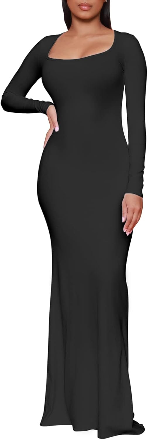 Hafailia Women's Casual Soft Lounge Long Slip Dress Sexy Sleeveless Bodycon Maxi Dresses Evening Formal Cocktail