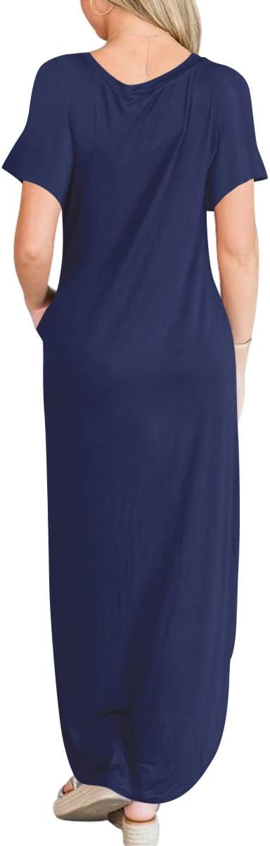ANRABESS Women's Summer Casual Loose Short Sleeve Long T Shirt Dress Split Maxi Beach Sundress Travel Vacation Outfits