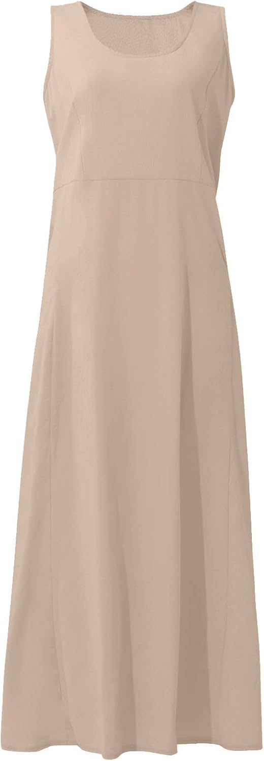 Women's Casual Sleeveless Dresses, Cotton Linen Pocket Dresses Summer Dresses for Women 2024 Sundresses Beach Dress