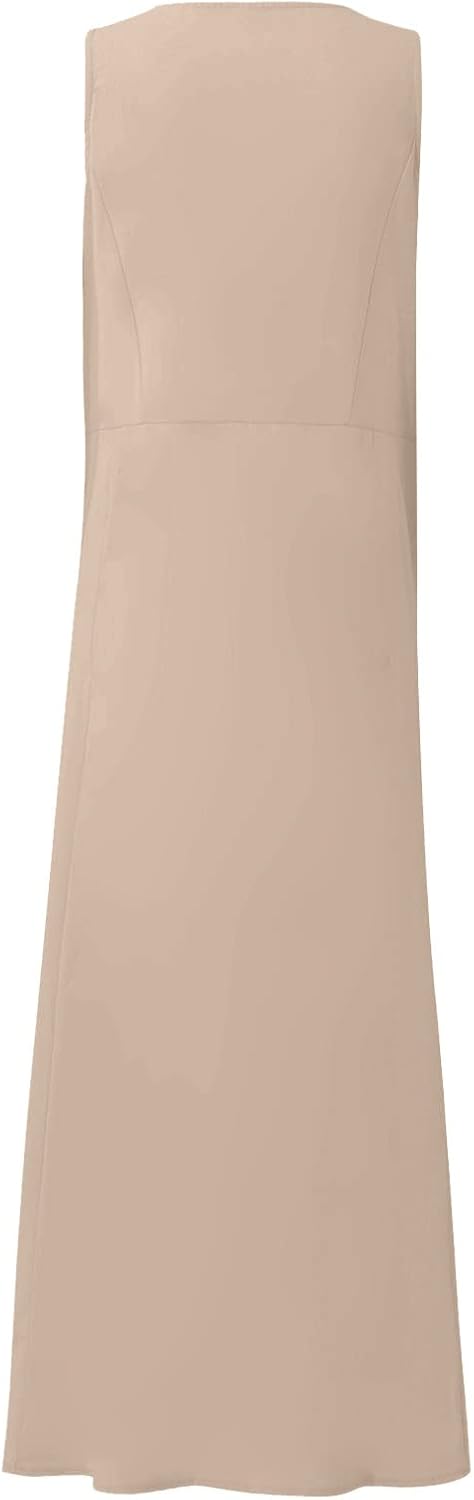 Women's Casual Sleeveless Dresses, Cotton Linen Pocket Dresses Summer Dresses for Women 2024 Sundresses Beach Dress