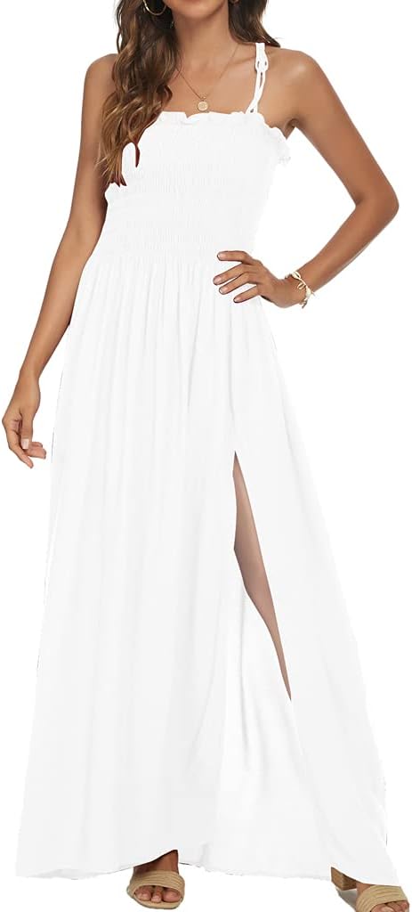 Women's Summer Strapless Tube Top Maxi Dresses Off Shoulder Boho Beach Long Dress