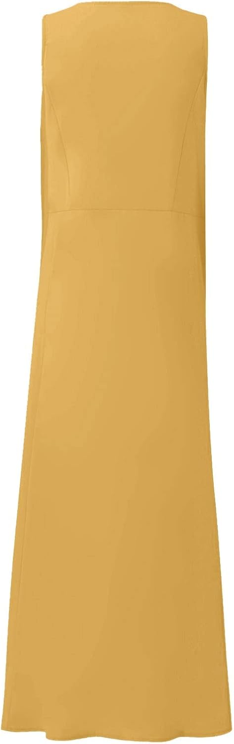 Women's Casual Sleeveless Dresses, Cotton Linen Pocket Dresses Summer Dresses for Women 2024 Sundresses Beach Dress