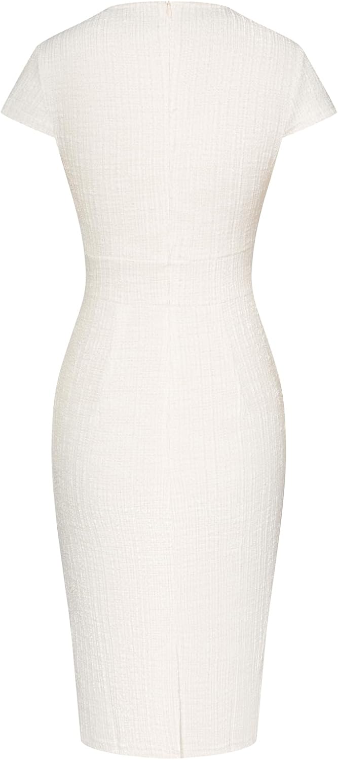 GRACE KARIN Women's Gorgeous Pencil Dress Cap Sleeve Tweed Pencil Dress for Work