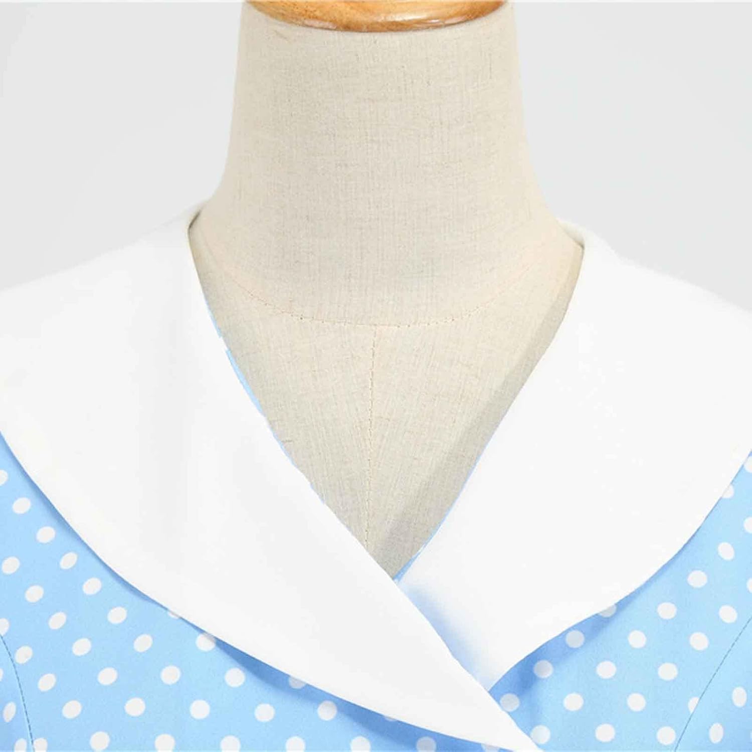 Women Double Breasted Notch Lapel 50s Vintage Short Sleeve Cocktail Swing Dress Polka Dot 1950s Rockabilly Prom Dress