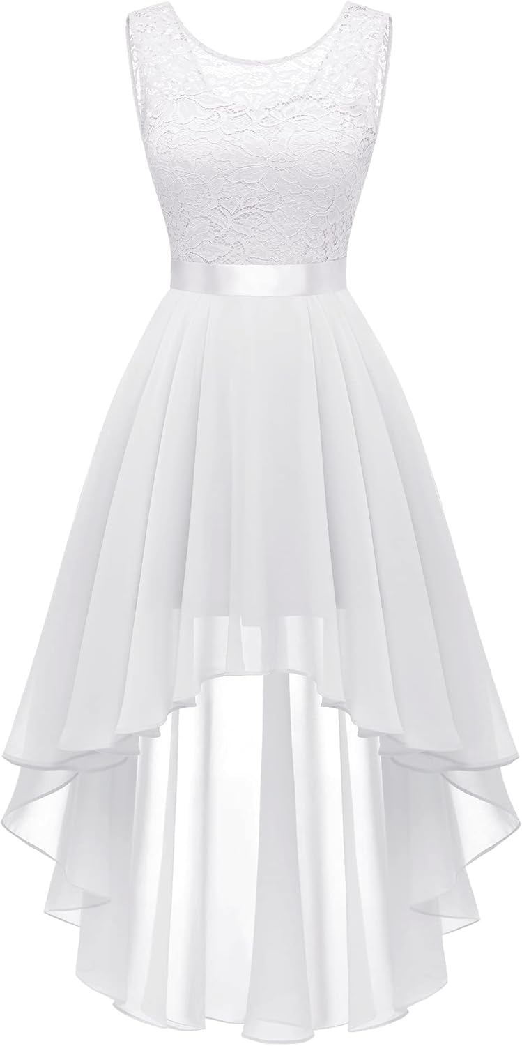 BeryLove Cocktail Prom Dresses 2025 Formal Wedding Guest Dresses Sleeveless Lace High Low Homecoming Dress