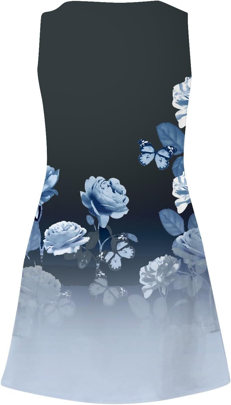 Summer Dresses for Women 2024 Vacation Trendy Sundresses Sleeveless Floral Boho Mini Dress Casual Beach Cover Ups