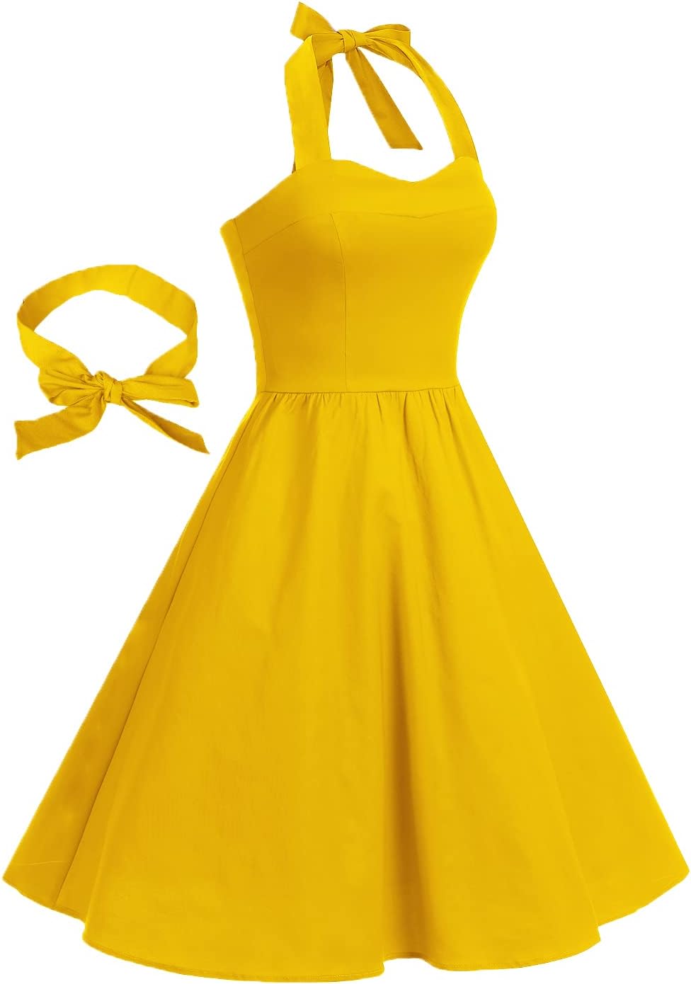 Topdress Women'sVintage Polka Audrey Dress 1950s Halter Retro Cocktail Dress