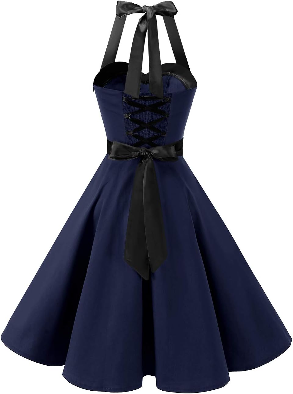 DRESSTELLS Women's Vintage 1950s Cocktail Party Dress Retro Wedding Guest Halter Rockabilly Swing Dresses
