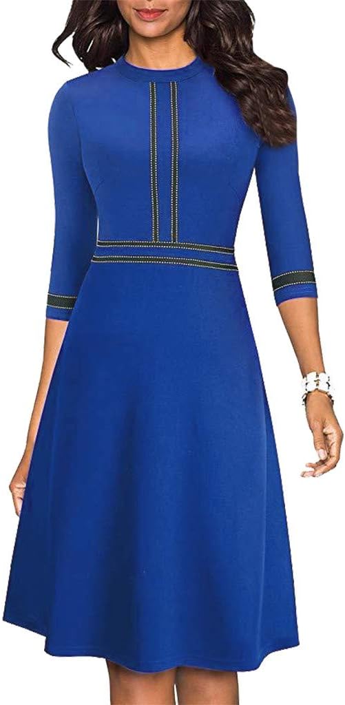 Lost Ink Dresses Women Fashion Solid O-Neck Half Sleeve Dress Stripe Splice Zipper Mini Dress