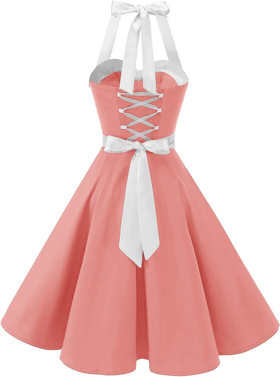 DRESSTELLS Women's Vintage 1950s Cocktail Party Dress Retro Wedding Guest Halter Rockabilly Swing Dresses