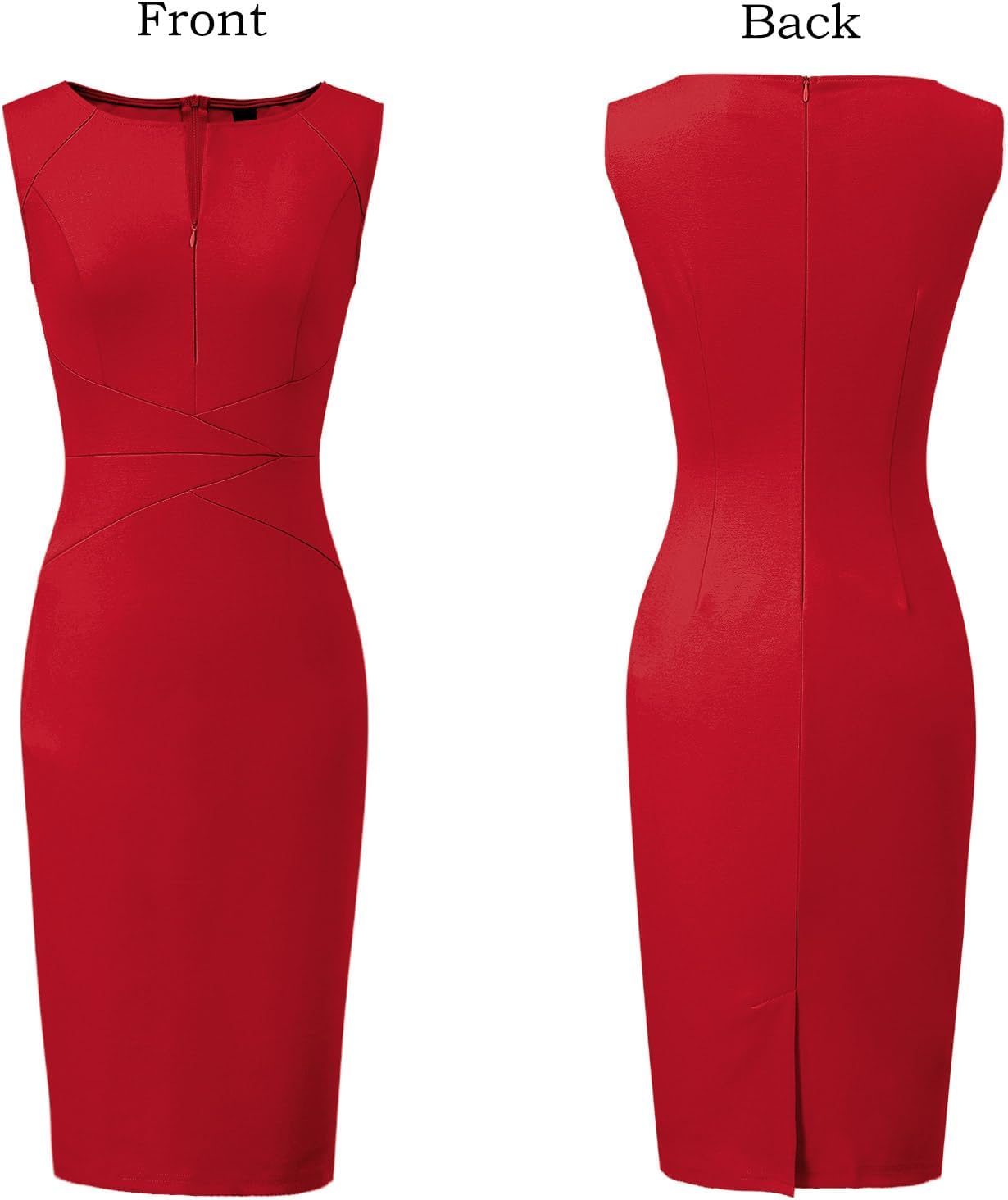 VFSHOW Womens Elegant Slim Front Zipper up Work Business Office Party Sheath Dress