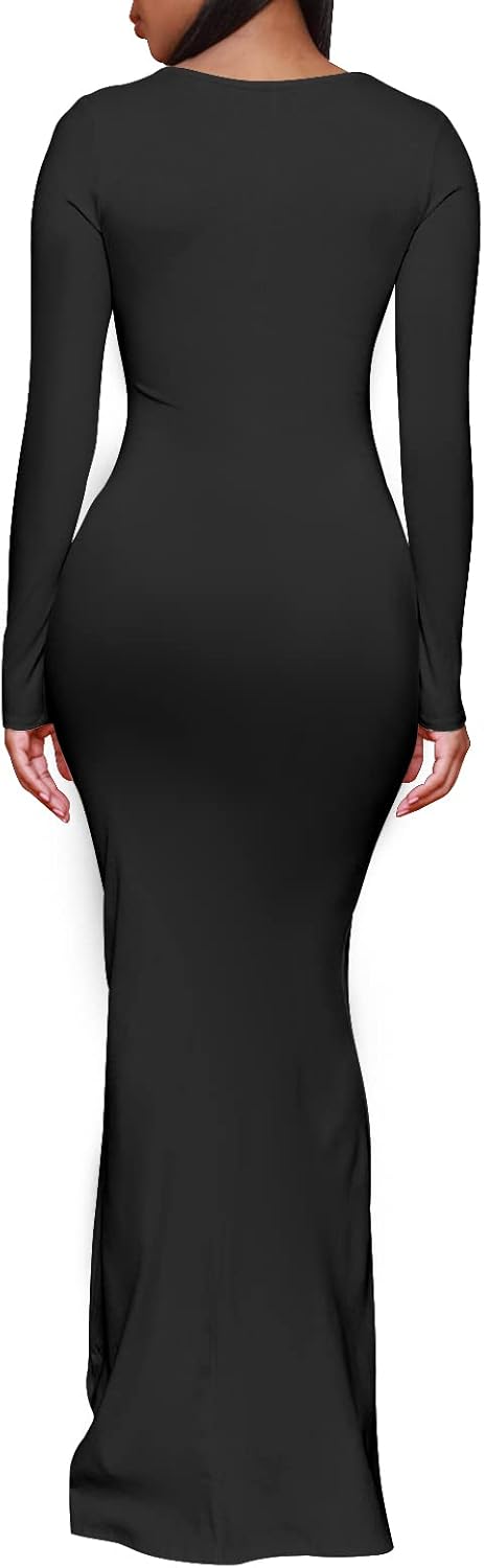 Hafailia Women's Casual Soft Lounge Long Slip Dress Sexy Sleeveless Bodycon Maxi Dresses Evening Formal Cocktail