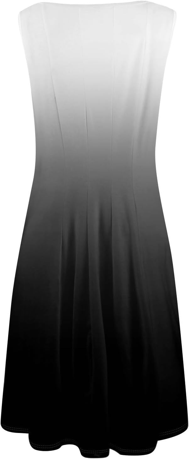 Womens Tank Sundress 2025 Casual Floral Print Tshirt Dress Swing Sleeveless Midi Dress Crewneck Pleated Summer Dresses