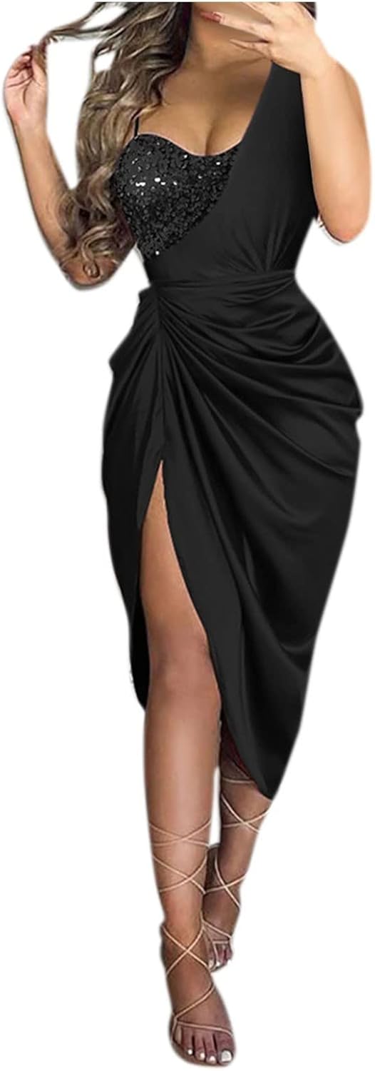 OIOLOYJM Prom Dresses 2025 Wedding Guest Dresses for Women Sexy Cocktail Formal Party One Shoulder Dresses for Women 2025