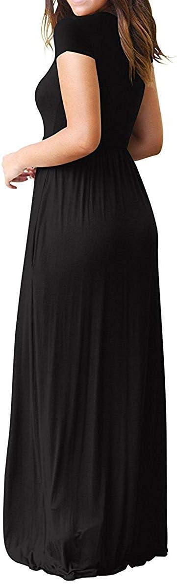 AUSELILY Women's Short Sleeve Loose Plain Casual Long Maxi Dresses for Women 2025