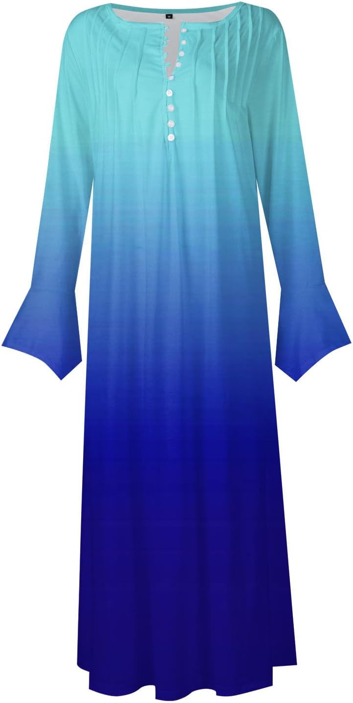 DOPOCQ Fall Women Dresses 2023 Long Sleeve V Neck Plus Size Maxi Dress Boho Dress High Waisted A-Line Dress with Pocket