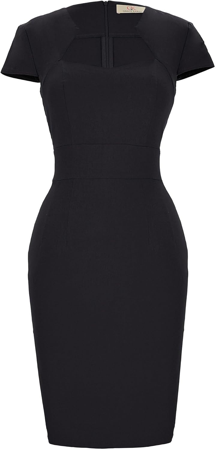 Grace Karin Womens 50s 60s Vintage Pencil Dress Bodycon Cap Sleeve Dress