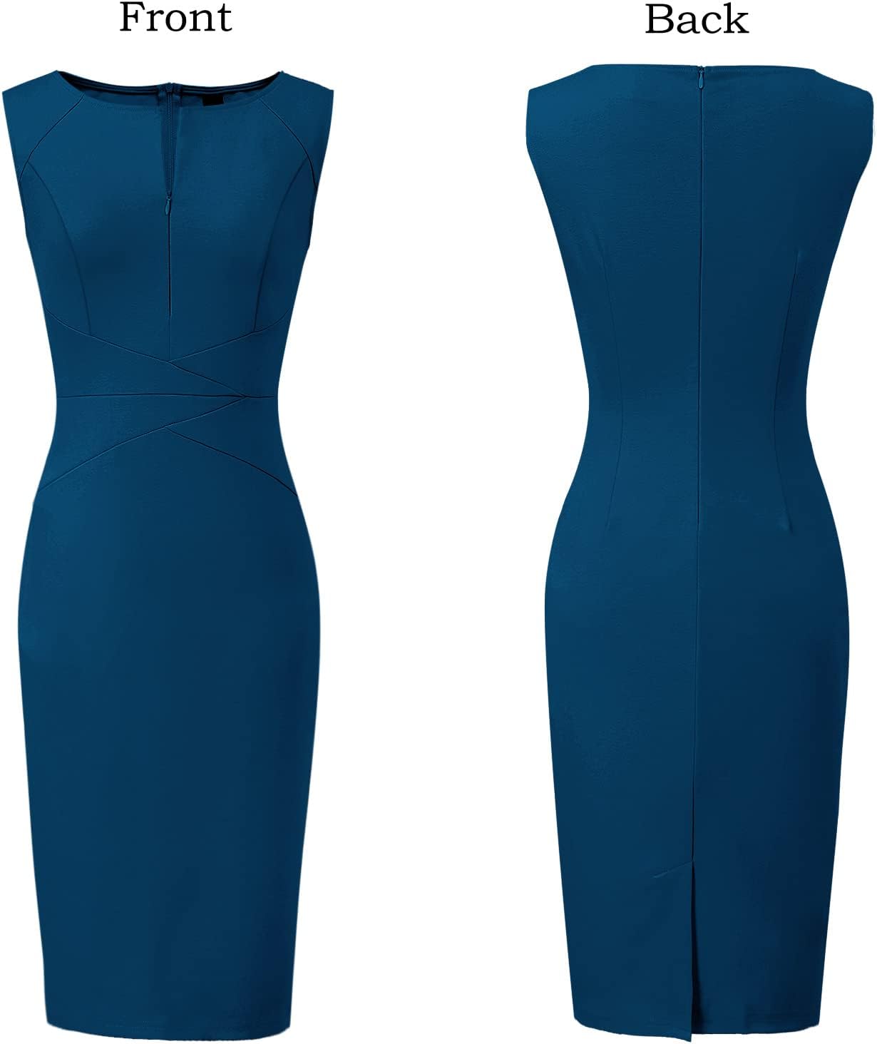 VFSHOW Womens Elegant Slim Front Zipper up Work Business Office Party Sheath Dress