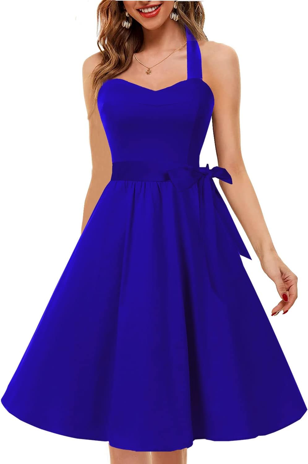 Topdress Women'sVintage Polka Audrey Dress 1950s Halter Retro Cocktail Dress