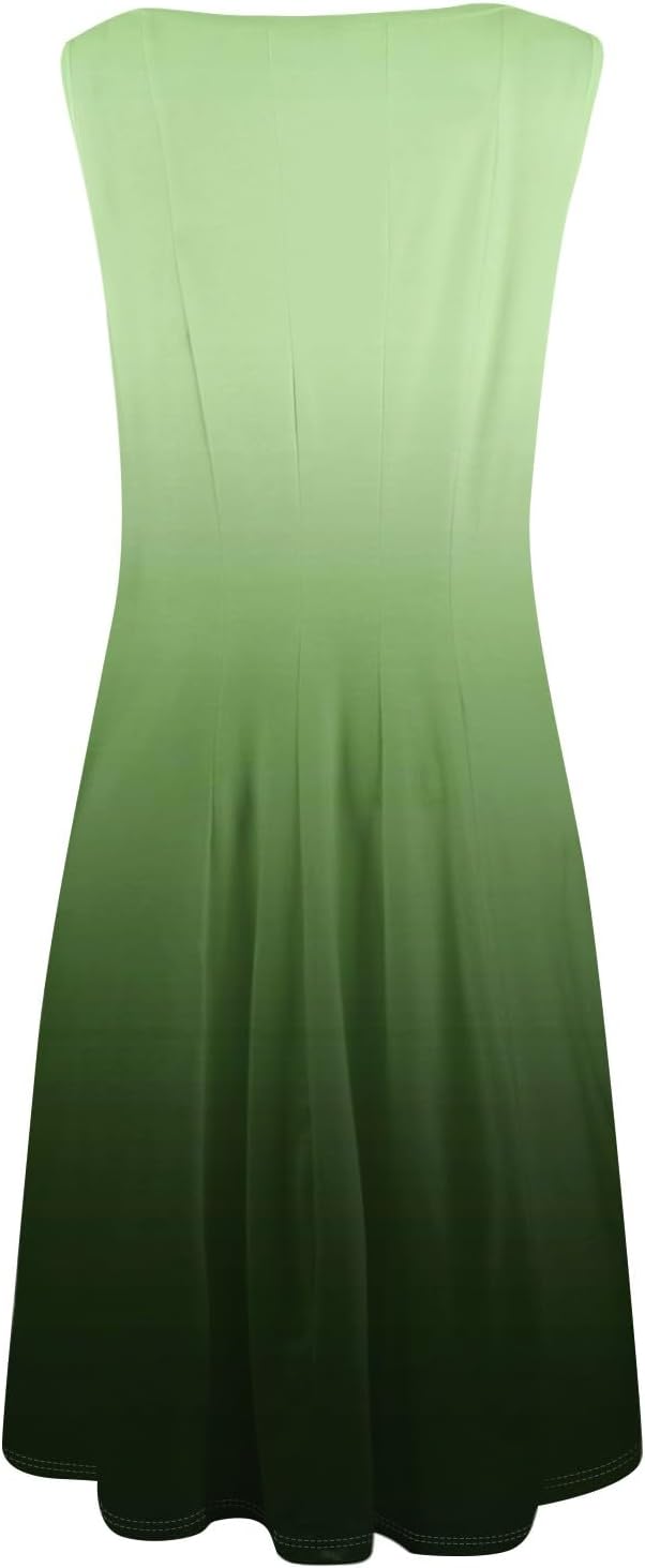 Womens Tank Sundress 2025 Casual Floral Print Tshirt Dress Swing Sleeveless Midi Dress Crewneck Pleated Summer Dresses