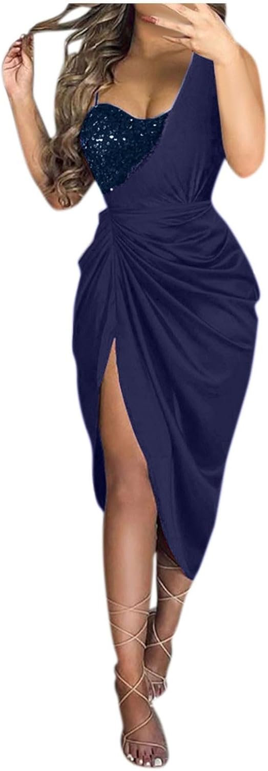 OIOLOYJM Prom Dresses 2025 Wedding Guest Dresses for Women Sexy Cocktail Formal Party One Shoulder Dresses for Women 2025