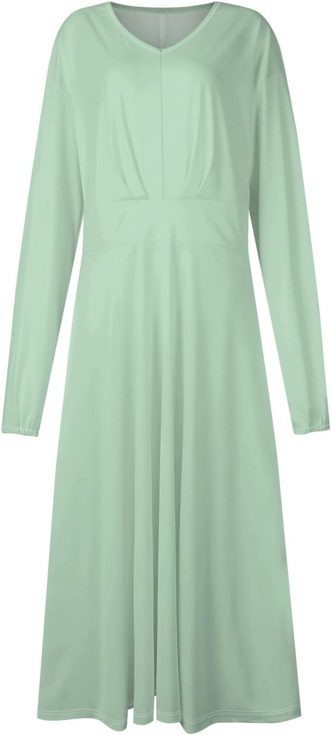 Women's Summer Elegant Cocktail Dress Solid Color Swing V-Neck Party Gown Dresses, S-2XL