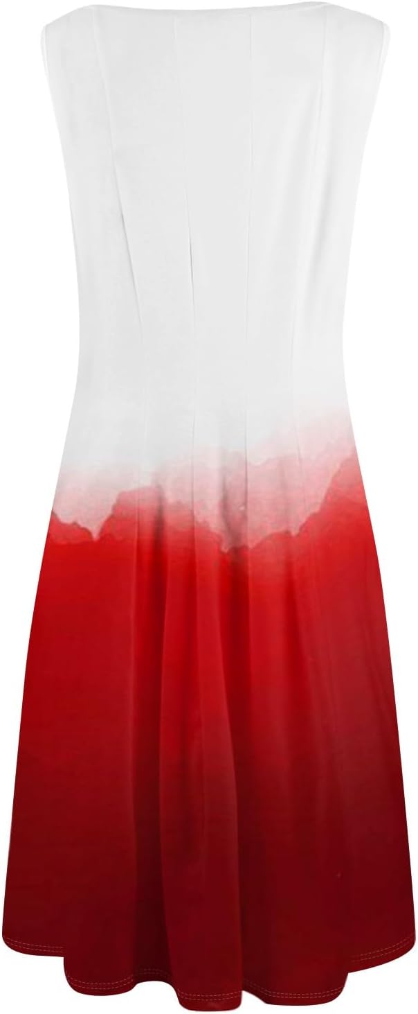 Womens Tank Sundress 2025 Casual Floral Print Tshirt Dress Swing Sleeveless Midi Dress Crewneck Pleated Summer Dresses