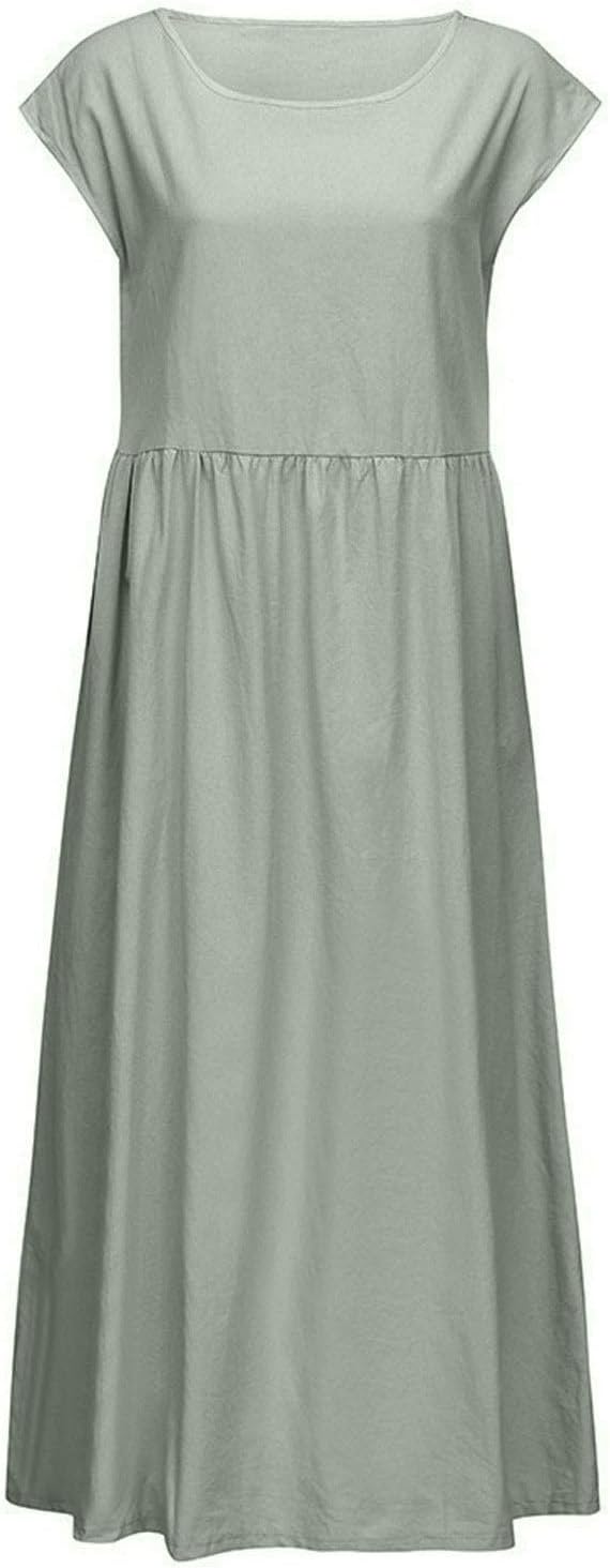 Linen Dresses for Women 2025 Summer Fashion Solid Color Sleeveless Dresses Beach Flowy Maxi Dresses Casual Sundress