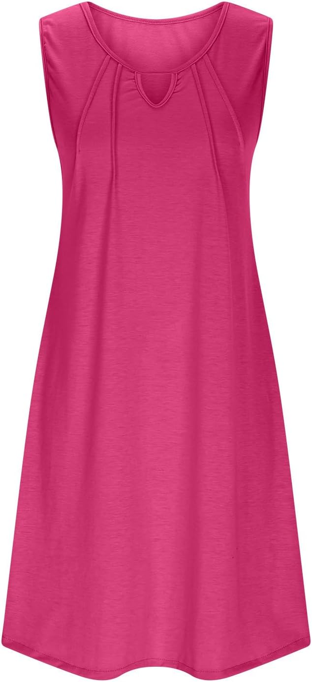 Summer Dresses for Women 2025 Beach Cover Ups Sleeveless Mini Dress Ruffle Tshirt Dress Vacation Casual Dresses