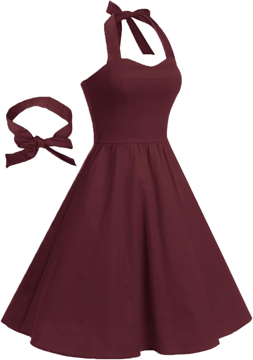Topdress Women'sVintage Polka Audrey Dress 1950s Halter Retro Cocktail Dress