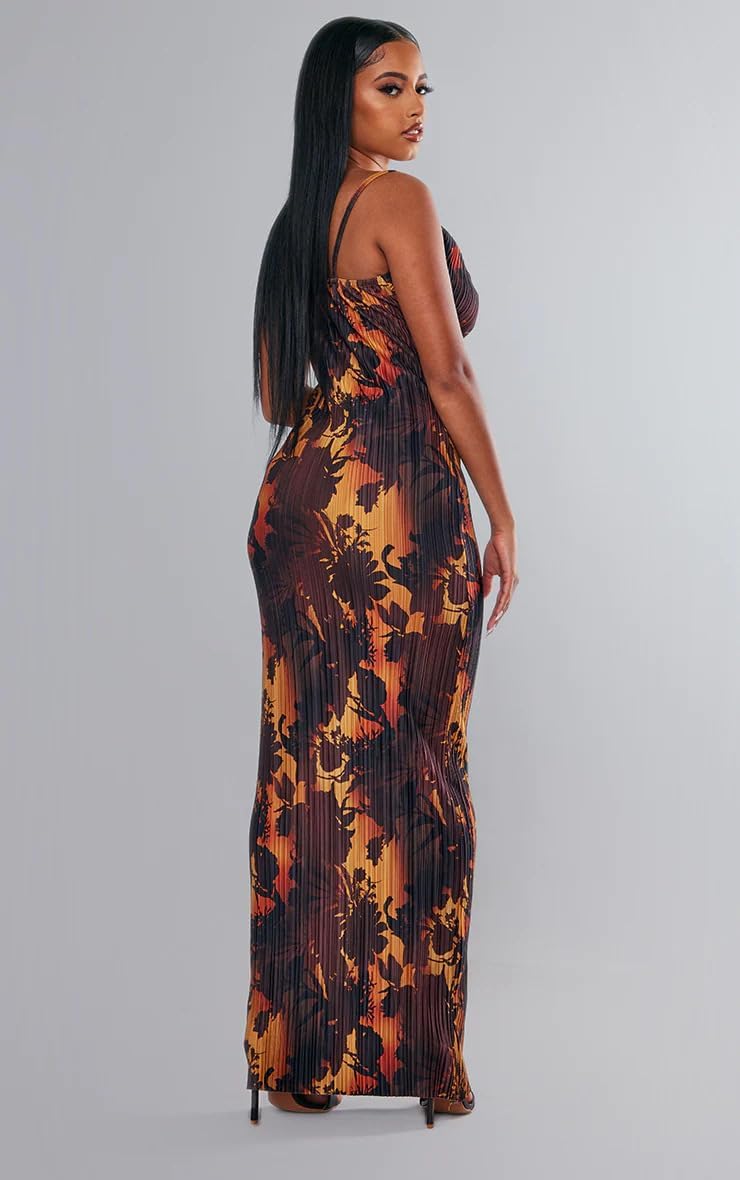 Cowl Neck Dress Sexy Strap Shoulder Pleated Maxi Dresses Summer Wedding Guest Dresses for Women