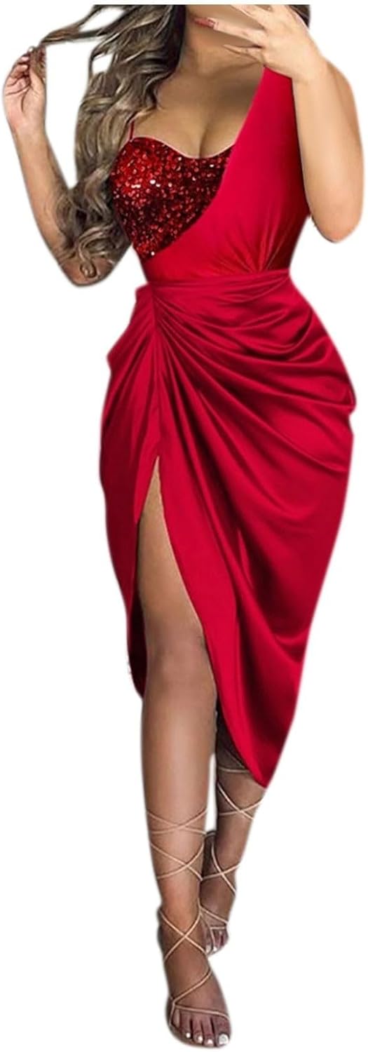 OIOLOYJM Prom Dresses 2025 Wedding Guest Dresses for Women Sexy Cocktail Formal Party One Shoulder Dresses for Women 2025