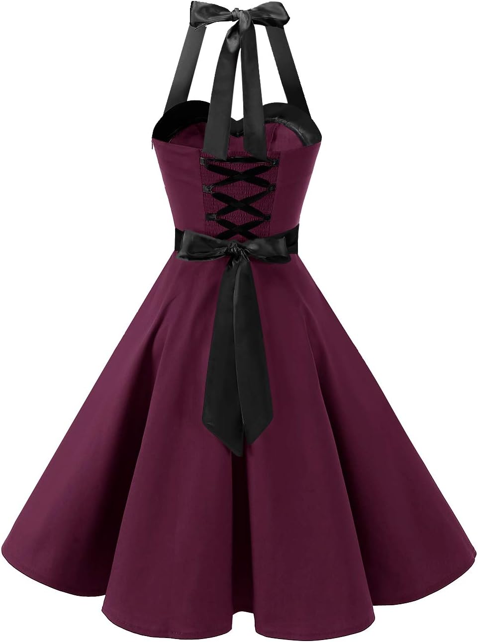 DRESSTELLS Women's Vintage 1950s Cocktail Party Dress Retro Wedding Guest Halter Rockabilly Swing Dresses