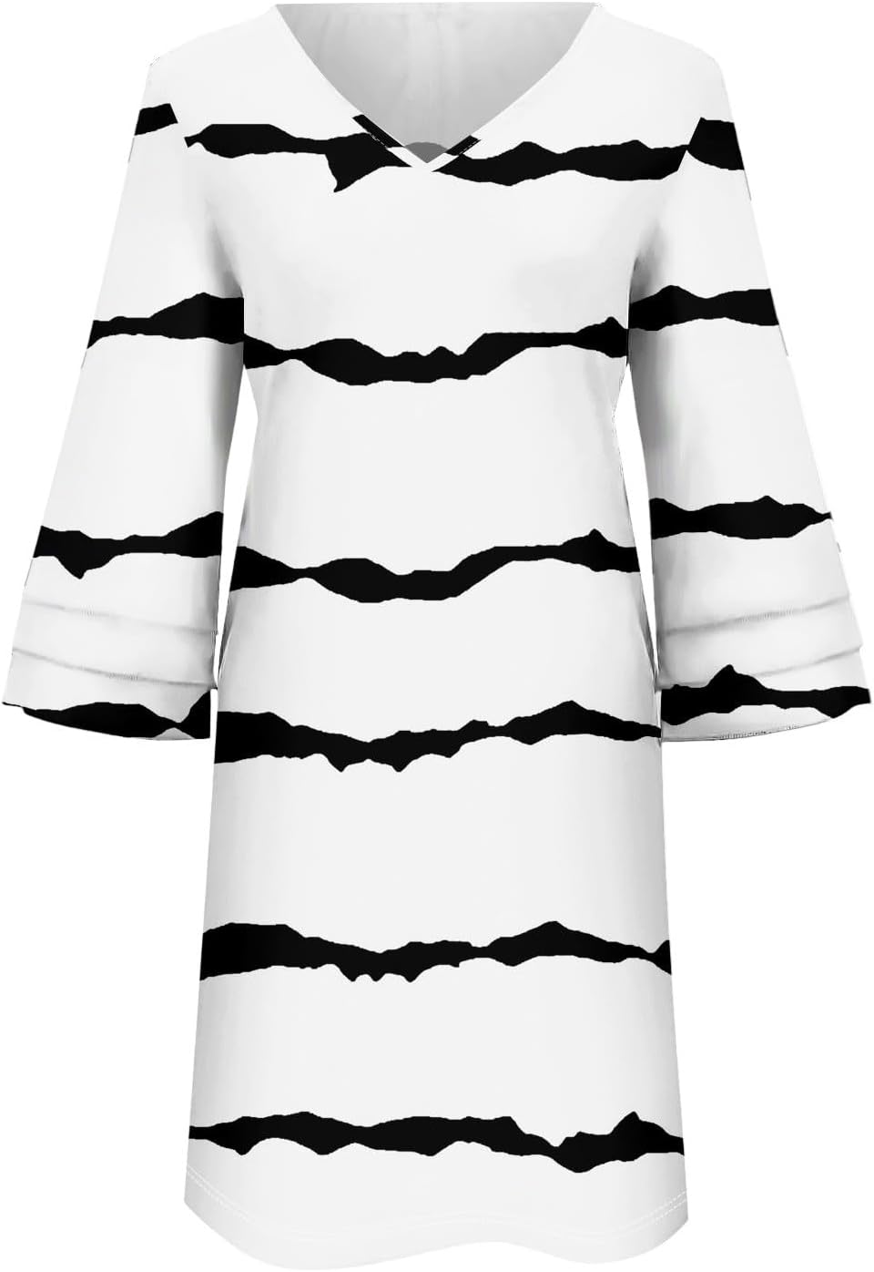 Beach Dresses for Women,2025 Summer Trendy Floral Print Boho Dress,Casual Loose V Neck Bell 3/4 Sleeve Mini Dress