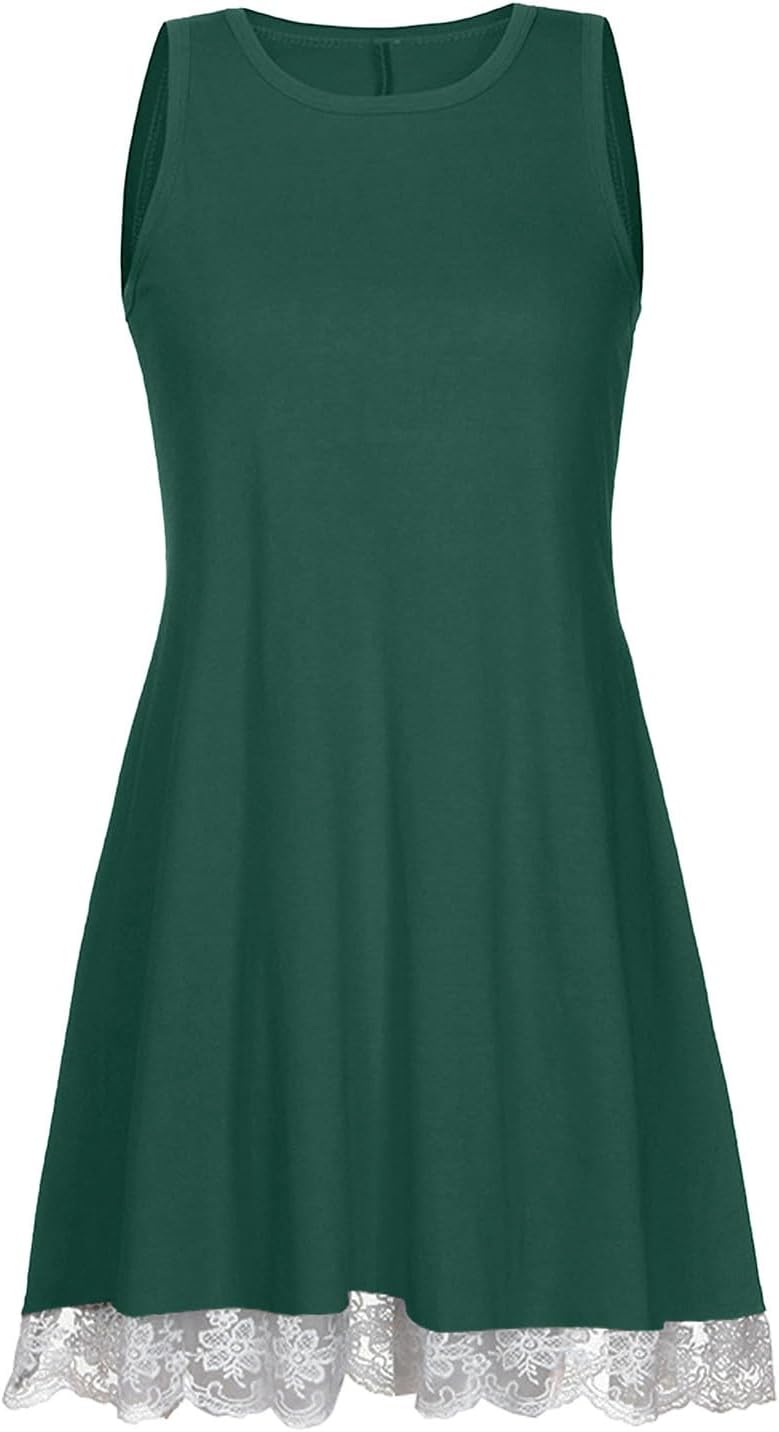 Womens 2025 Boho Beach Dresses Flowy Sleeveless Midi Wedding Dress Cute Crew Neck Summer Tank Sundress with Pockets