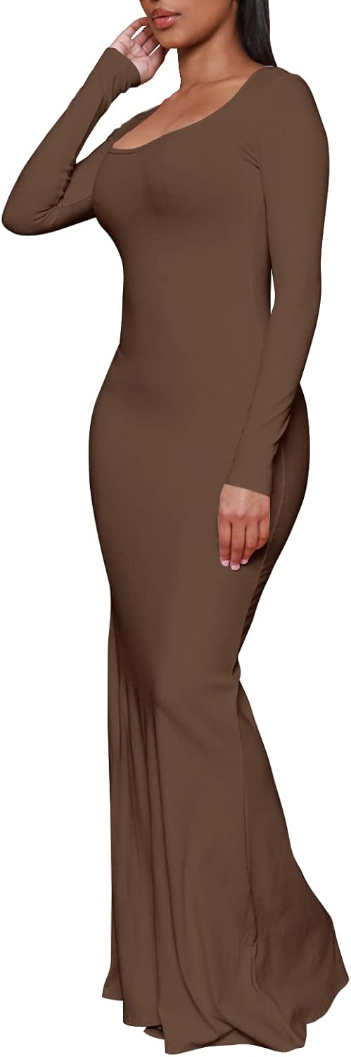 Hafailia Women's Casual Soft Lounge Long Slip Dress Sexy Sleeveless Bodycon Maxi Dresses Evening Formal Cocktail